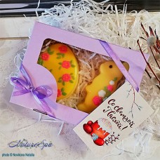 Набор мыла "Пасхальный заяц и яйцо с цветочками" в подарочной коробке