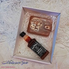 Набор мыла "Портмоне Тигр и бутылка Виски  Jack Daniels" в подарочной коробке