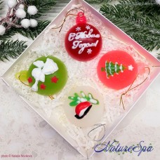 Набор мыла "4 Новогодних полушарика" - 1 в подарочной упаковке