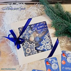 ЮНабор мыла "Новогодние снежинки, ёлка и С Новым Годом" в подарочной коробке