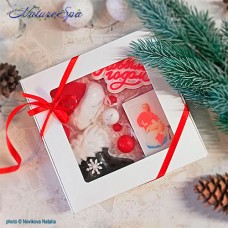 Набор мыла "Девочка Пинап, сапожок, шапочка и топпер С Новым Годом" в подарочной коробке