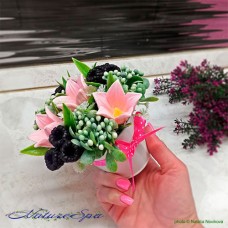 NatureSpa Мыло "Букет ведерко МИНИ колокольчики и ежевика" розовые NatureSpa Мыло "Букет ведерко МИНИ колокольчики и ежевика" розовые